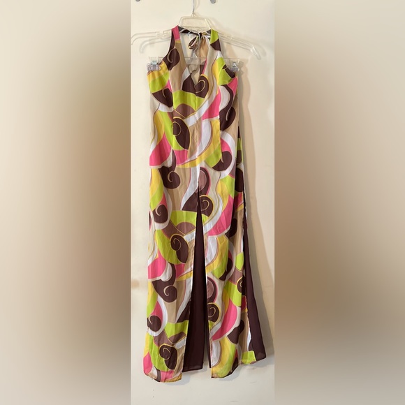 Size 8 brown and pink Helene Blake flare jumper - Picture 1 of 3